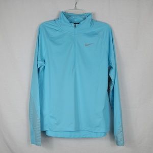 Nike Running Womens L 1/2 Zip Shirt Baby Blue